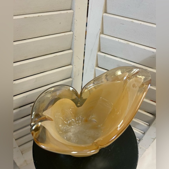 Murano Handblown Vase Vintage Murano White Crystal Peach Still has label - Picture 2 of 9